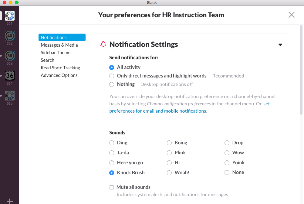 slack desktop app unread message notifications